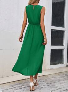 SHEIN Clasi Solid Twist Front Wrap Hem Dress