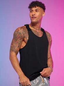 Manfinity Homme Men Solid Buckle Detail Tank Top - Black - View 1