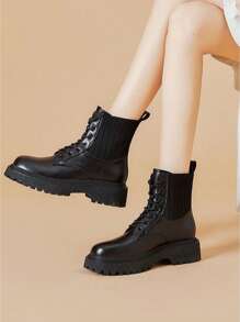 女性時尚戶外春季/秋季靴子 - 黑色 - 查看 2