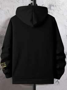 Manfinity Homme Nam Đồ họa Chữ cái Túi kangaroo Dây rút Hoodie - màu đen - Xem 2