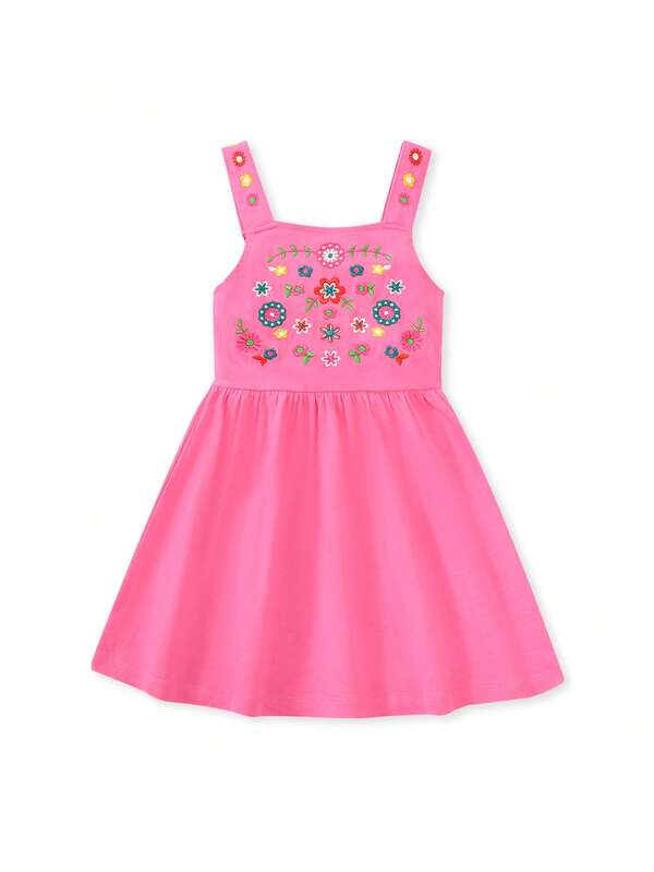 Young Girl Floral Embroidery Cami Dress