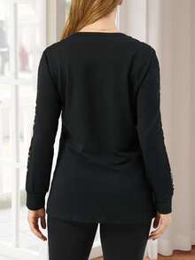 Maternity Leopard Panel Nursing Top - Black - View 2