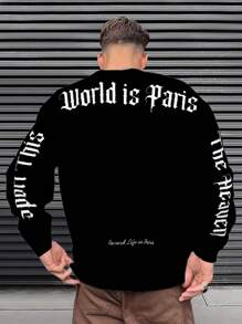 Manfinity Homme Hombres Sudadera con estampado de letra de hombros caídos