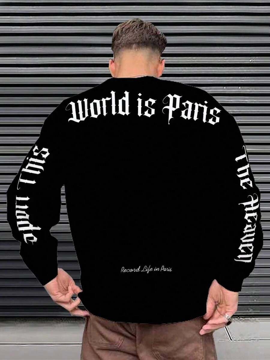 Manfinity Homme Hombres Sudadera con estampado de letra de hombros caídos