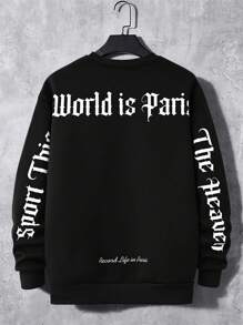 Manfinity Homme Hombres Sudadera con estampado de letra de hombros caídos