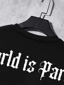 Manfinity Homme Hombres Sudadera con estampado de letra de hombros caídos