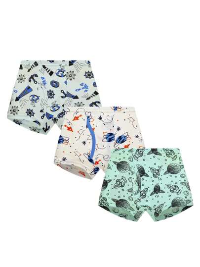 Young Boy 3pcs Cartoon Graphic Underwear