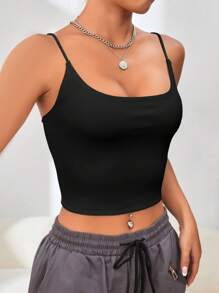 Muchica Top de tirantes crop unicolor - Negro - Ver 1