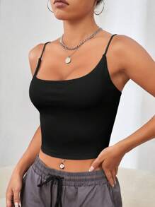 Muchica Top de tirantes crop unicolor - Negro - Ver 4