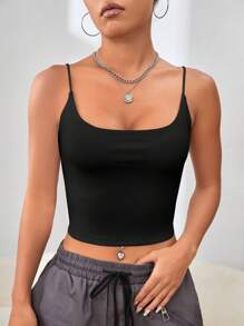 Muchica Top de tirantes crop unicolor - Negro - Ver 5