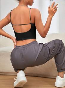 Muchica Top de tirantes crop unicolor - Negro - Ver 6