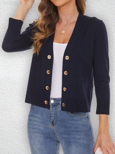 Beautiful Nomad Solid Double Breasted Cardigan