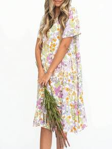 Vestido túnico con estampado floral - Multicolor - Ver 3