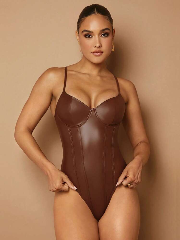 Silquee Body À Fines Brides Unicolore en PU