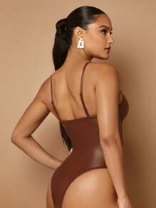 Silquee Body de tirantes unicolor PU - Café integral - Ver 2
