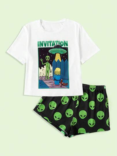 Lasthopeparty Alien Print PJ Set