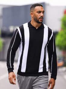 Manfinity Homme Men Colorblock Sweater - Black and White - View 4