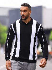 Manfinity Homme Men Colorblock Sweater - Black and White - View 6