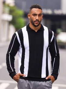 Manfinity Homme Men Colorblock Sweater - Black and White - View 7