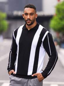 Manfinity Homme Men Colorblock Sweater - Black and White - View 8