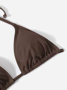 SHEIN Swim 夏季沙灘實色三角型內衣和綁帶式游泳短褲比基尼套裝泳裝