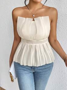 SHEIN Privé Vouw geplooid Peplum Tube tops