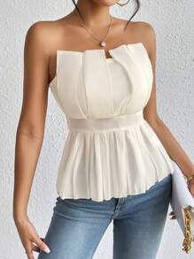 SHEIN Privé Vouw geplooid Peplum Tube tops