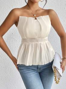 SHEIN Privé Vouw geplooid Peplum Tube tops