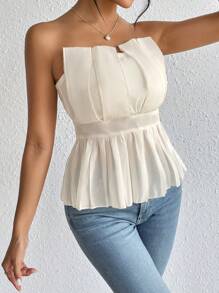 SHEIN Privé Vouw geplooid Peplum Tube tops