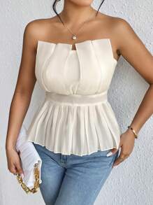 SHEIN Privé Vouw geplooid Peplum Tube tops