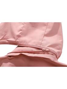 Cazadora con estampado de letra con cremallera impermeable con capucha - Rosa - Ver 5