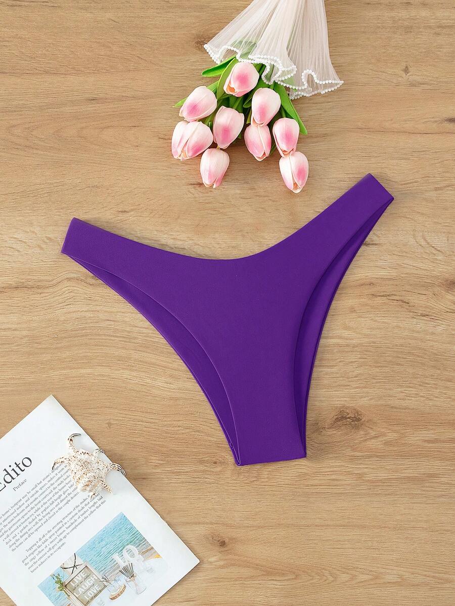 素色高衩泳衣下裝 - 紫羅蘭色 - 查看 1