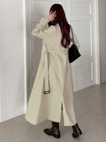 DAZY Classic Double-Breasted Long Trench Coat,Fall Clothes Women Jacket