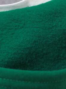 SHEIN Tween Boy Slogan Graphic Drop Shoulder Thermal Lined Sweatshirt Without Tee - Army Green - View 9