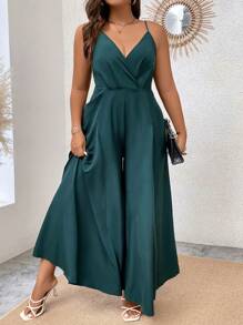 SHEIN Clasi Hơn Chất rắn Cami quần áo nịt rộng cho đùi - Màu xanh lá cây đậm - Xem 4