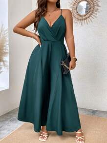 SHEIN Clasi Hơn Chất rắn Cami quần áo nịt rộng cho đùi - Màu xanh lá cây đậm - Xem 6