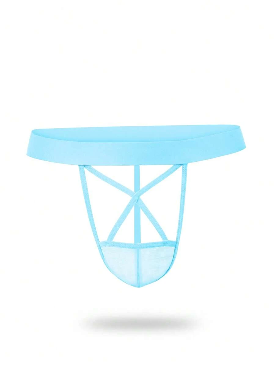 男士交叉性感內衣 - 薄荷藍 - 查看 1