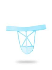 男士交叉性感內衣 - 薄荷藍 - 查看 2