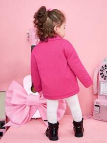 SHEIN Baby Girl Double Breasted Lapel Neck Coat - Hot Pink - View 2