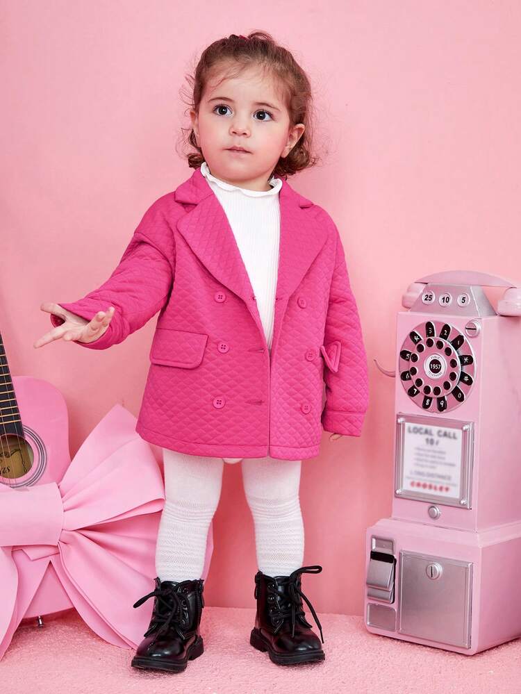 Baby Girl Double Breasted Lapel Neck Coat