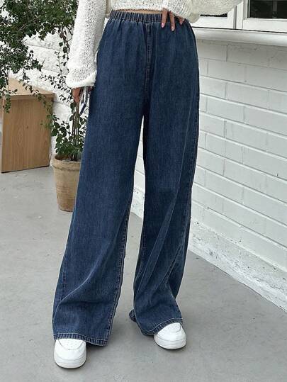 DAZY 彈性腰帶直筒牛仔褲