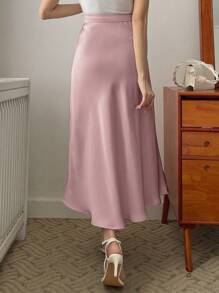 DAZY Women Daily Wear Solid Color Flare Skirt - Pink - View 2