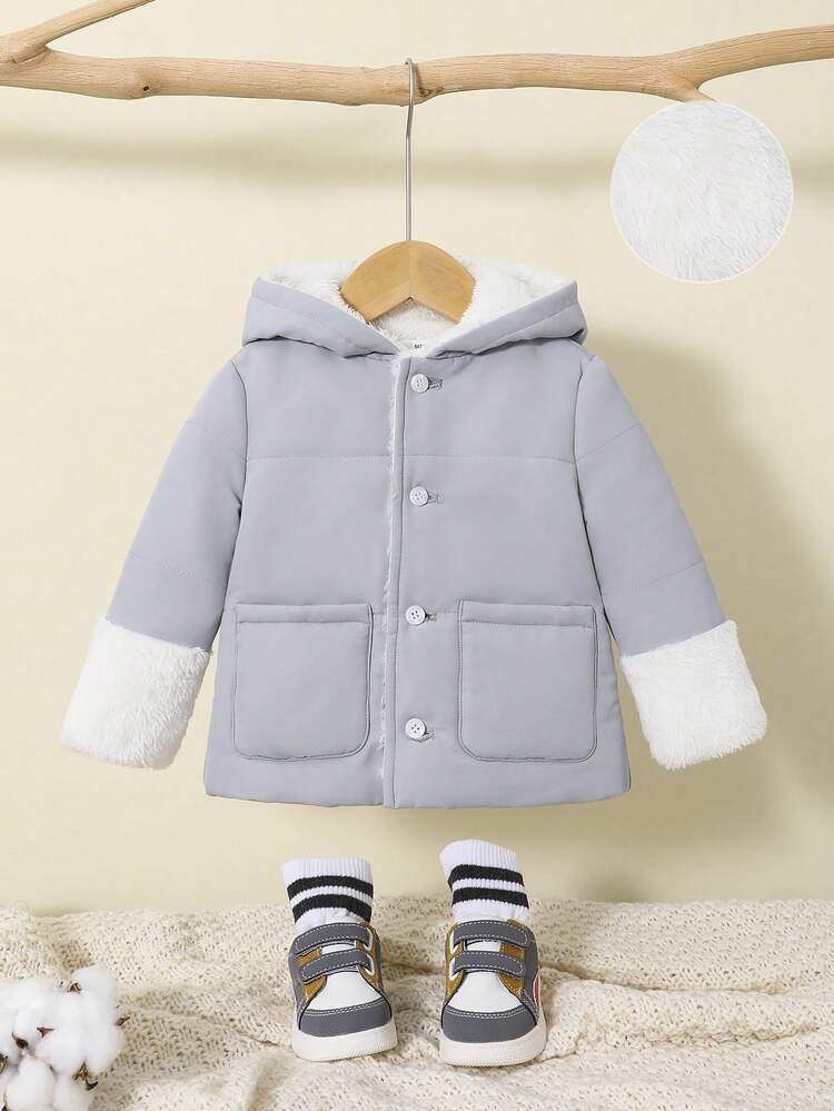 Blouson Manteau Fourrure Enfant Garçon Bébé - Doudoune Ski Chaud à Capuche 1-5 Ans
