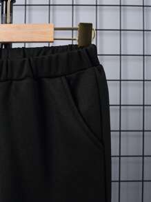 SHEIN Cậu bé Tween Thư được vá Áo len & quần - Đen và trắng - Xem 8