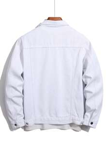 Manfinity Homme Men 1pc Flap Pocket Denim Jacket - White - View 2