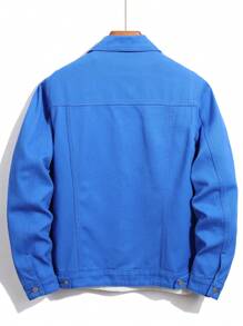 Manfinity Hypemode 男士翻蓋口袋牛仔夾克不帶T恤 - 藍色 - 查看 2