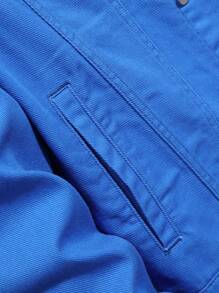 Manfinity Hypemode 男士翻蓋口袋牛仔夾克不帶T恤 - 藍色 - 查看 4