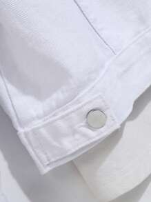 Manfinity Homme Men 1pc Flap Pocket Denim Jacket - White - View 6