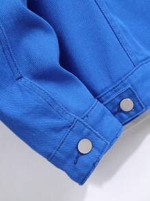 Manfinity Hypemode 男士翻蓋口袋牛仔夾克不帶T恤 - 藍色 - 查看 5