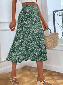 SHEIN VCAY Ditsy Floral Print A-line Skirt - Multicolor - View 1